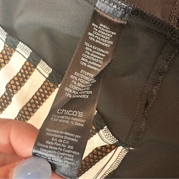 Weekends by Chico’s Women's Sz 1 US 8 M Striped Mesh Jacket Black White Academia - Picture 7 of 15